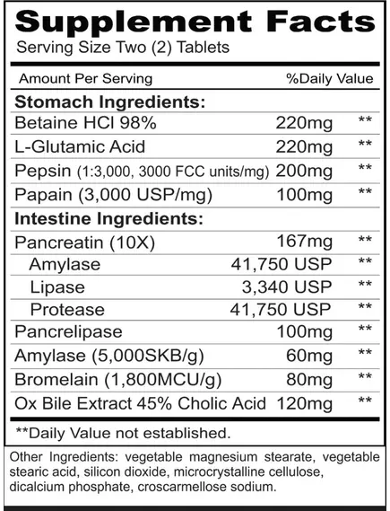 Priority One Enzy Gest / Ферменти підшлункової залози 120 таблеток, фото 2 в магазине биодобавок nutrido.shop