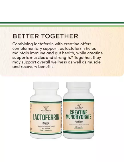 Double Wood Lactoferrin / Лактоферрин Поддержка иммунитета 60 капсул, фото 9 в магазине биодобавок nutrido.shop
