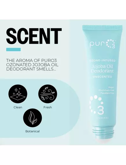 PurO3 Ozonated Oil Roll On Deodorant Jojoba / Дезодорант с озонированным маслом Жожоба 75 мл, фото 11 в магазине биодобавок nutrido.shop