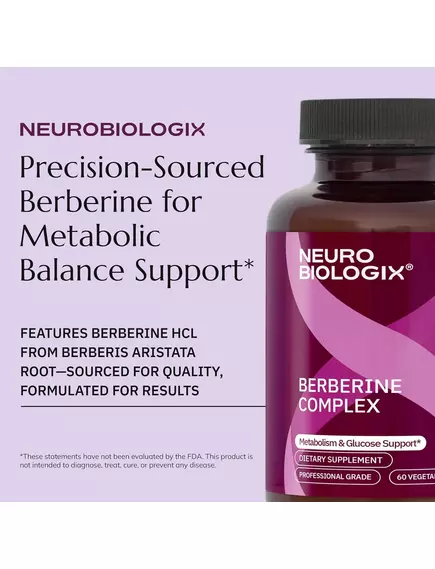Neurobiologix Berberine Complex / Берберин підтримка метаболізму та рівня глюкози 60 капсул, фото 4 в магазине биодобавок nutrido.shop