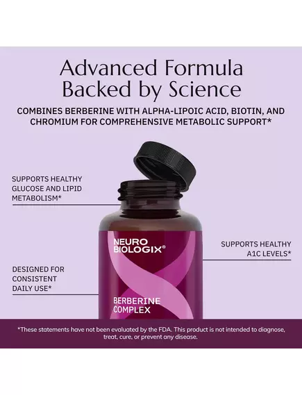 Neurobiologix Berberine Complex / Берберин підтримка метаболізму та рівня глюкози 60 капсул, фото 6 в магазине биодобавок nutrido.shop