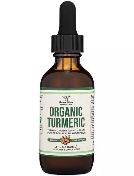 Double Wood Organic Turmeric / Куркума органічна з чорним перцем без алкоголю 60 мл від магазину біодобавок nutrido.shop