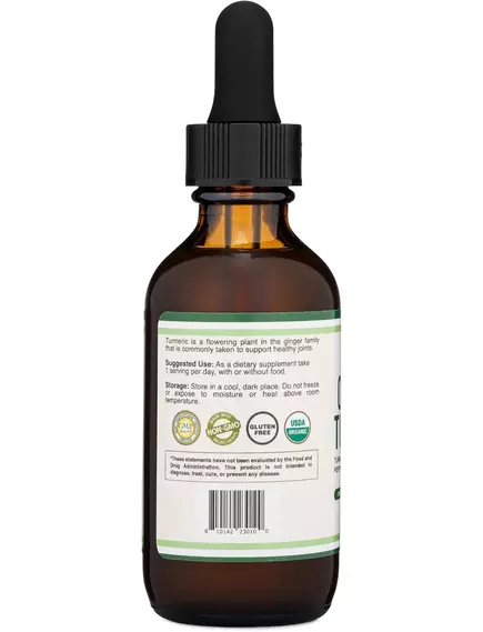 Double Wood Organic Turmeric / Куркума органічна з чорним перцем без алкоголю 60 мл, фото 6 від магазину біодобавок nutrido.shop