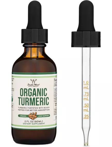 Double Wood Organic Turmeric / Куркума органічна з чорним перцем без алкоголю 60 мл, фото 7 від магазину біодобавок nutrido.shop