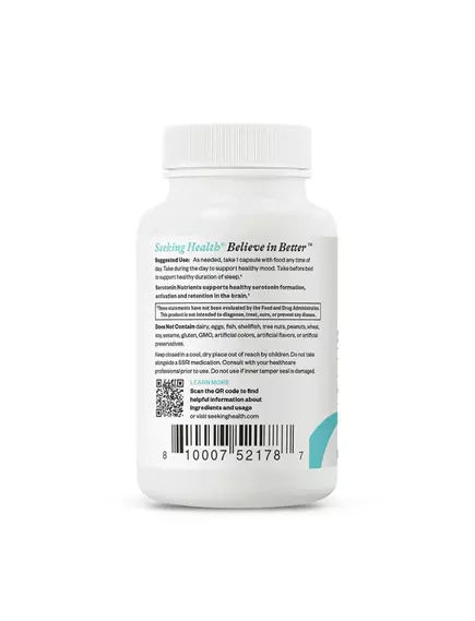 Seeking Health Serotonin Nutrients / Поживні речовини для вироблення серотоніну 60 капсул, фото 6 в магазине биодобавок nutrido.shop