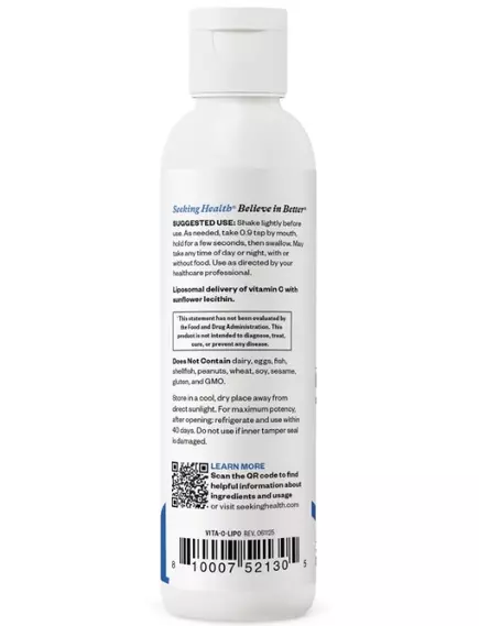 SEEKING HEALTH LIPOSOMAL VITAMIN C / ЛІПОСОМАЛЬНИЙ ВІТАМІН C 150 МЛ, фото 7 від магазину біодобавок nutrido.shop