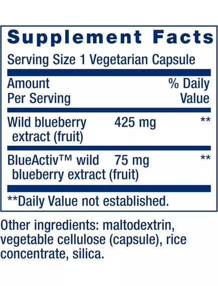 Life Extension Blueberry Extract / Экстракт черники антиоксидант 60 капсул, фото 2 в магазине биодобавок nutrido.shop