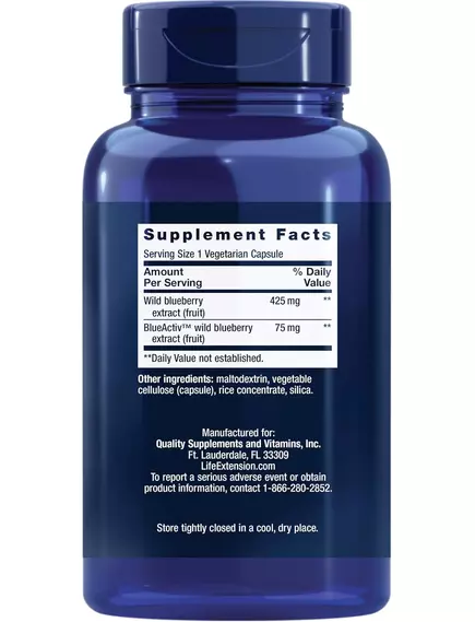Life Extension Blueberry Extract / Экстракт черники антиоксидант 60 капсул, фото 3 в магазине биодобавок nutrido.shop