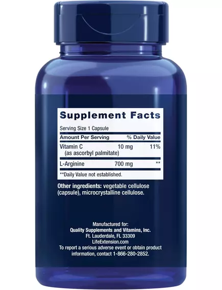Life Extension L-Arginine / L-аргінін 700 мг 200 капсул, фото 3 від магазину біодобавок nutrido.shop