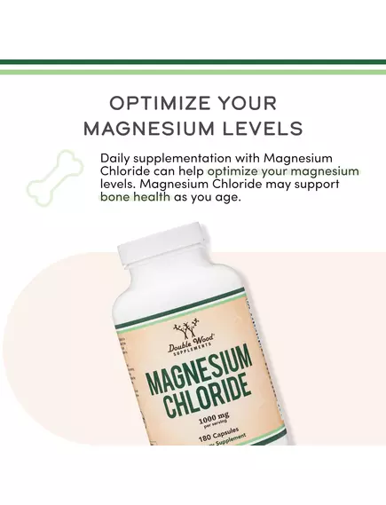 Double Wood Magnesium Chloride / Магній хлорид 1000 мг 180 капсул, фото 8 від магазину біодобавок nutrido.shop