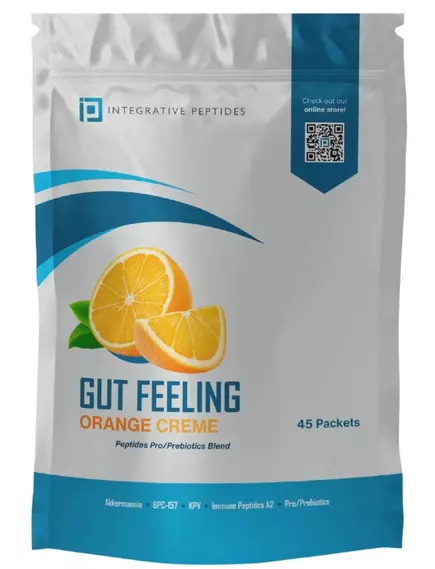 Integrative Peptides Gut Feeling / Пептиди BPC-157, KPV і А2 для здоров'я ШКТ смак апельсин 45 саше від магазину біодобавок nutrido.shop