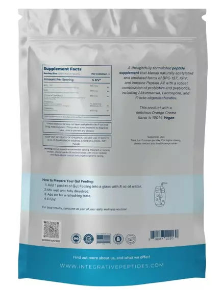 Integrative Peptides Gut Feeling / Пептиди BPC-157, KPV і А2 для здоров'я ШКТ смак апельсин 45 саше, фото 2 від магазину біодобавок nutrido.shop
