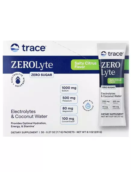 Електроліти зі смаком солоного цитруса 30 саше / ZeroLyte Salty Citrus, Trace Minerals, фото 8 в магазине биодобавок nutrido.shop