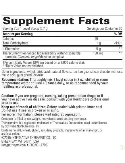 Integrative Therapeutics Glutamine Fortе / Глутамін Форте L-глутамін 201 г, фото 3 від магазину біодобавок nutrido.shop