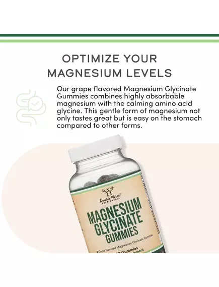 Double Wood Magnesium Glycinate Gummies / Магній гліцинат 60 жувальних цукерок, фото 6 від магазину біодобавок nutrido.shop