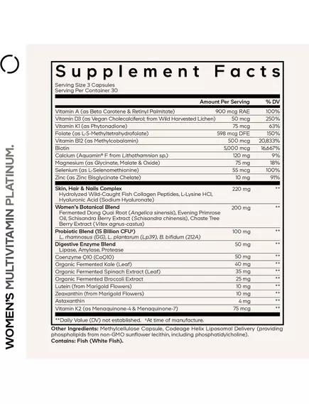 CodeAge Womens Multivitamin Platinum / Жіночий мультивітамінний комплекс Платинум 90 капсул, фото 2 від магазину біодобавок nutrido.shop