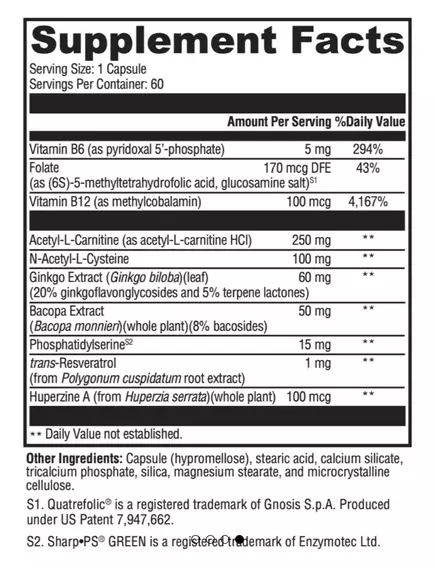 NEUROBIOLOGIX MEMORY SUSTAIN / ПІДТРИМКА ПАМ'ЯТІ 60 КАПСУЛ, фото 4 від магазину біодобавок nutrido.shop
