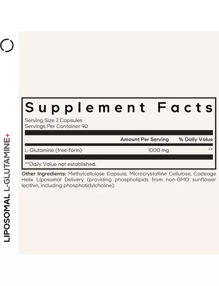 CodeAge Liposomal L-Glutamine / Ліпосомальний L-глутамін 180 капсул, фото 2 від магазину біодобавок nutrido.shop
