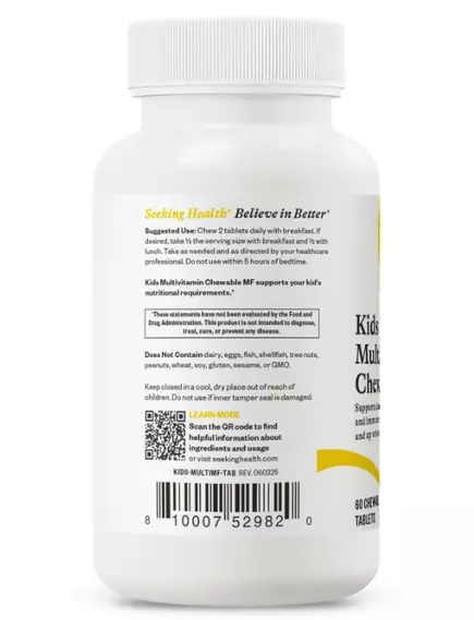 Seeking Health Kids Multivitamin MF / Мультивітаміни без метилу для дітей 60 жувальних таблеток, фото 8 в магазине биодобавок nutrido.shop