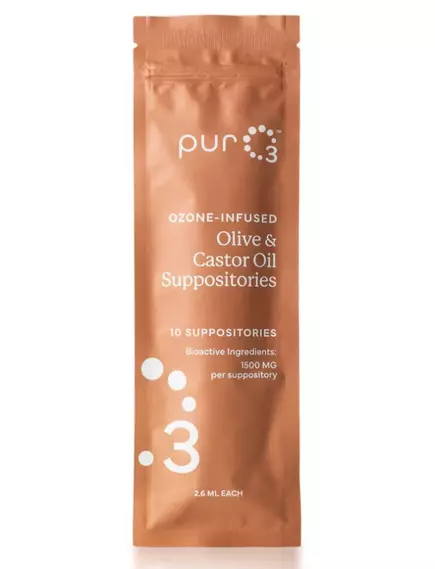 PurO3 Ozonated Olive&Castor Oil Suppositories / Супозиторії з озоном + оливкова та рицинова олія 10 шт., фото 9 від магазину біодобавок nutrido.shop