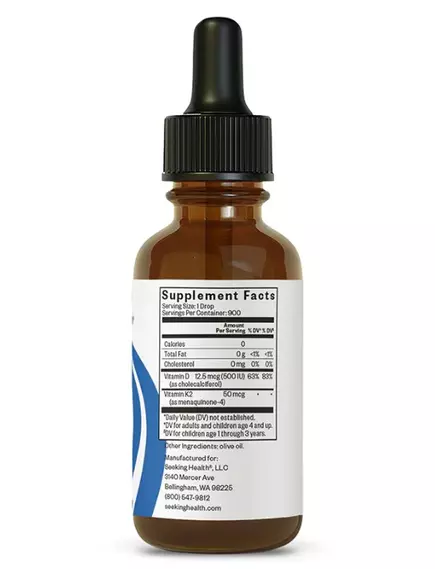 SEEKING HEALTH VITAMIN D3+K2 DROPS / ВІТАМІН Д3+К2 РІДКИЙ 30 МЛ, фото 10 від магазину біодобавок nutrido.shop