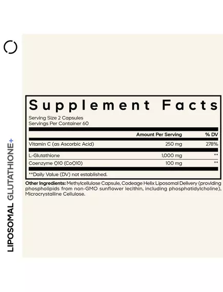 CodeAge Liposomal Glutathione+ / Ліпосомальний глутатіон + вітамін С і CoQ10 120 капсул, фото 2 від магазину біодобавок nutrido.shop