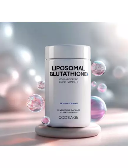 CodeAge Liposomal Glutathione+ / Ліпосомальний глутатіон + вітамін С і CoQ10 120 капсул, фото 4 від магазину біодобавок nutrido.shop