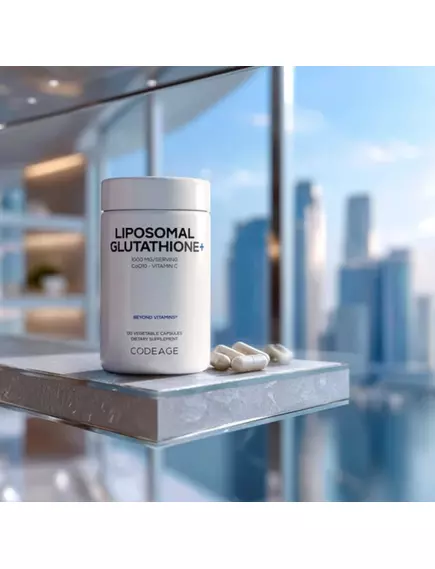 CodeAge Liposomal Glutathione+ / Ліпосомальний глутатіон + вітамін С і CoQ10 120 капсул, фото 6 від магазину біодобавок nutrido.shop