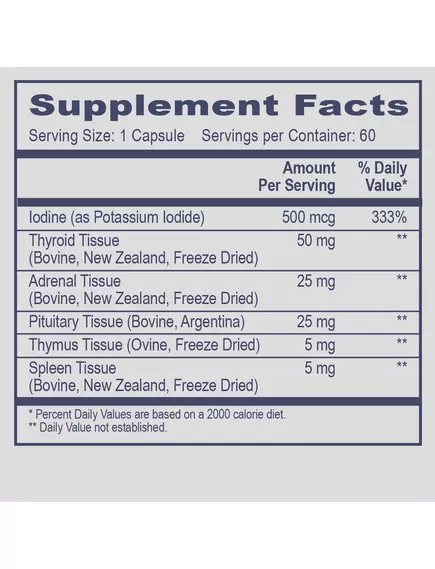 Professional Health Products Thyro Complex with Thyroid Gland / Комплекс для щитоподібної залози 60 капсул, фото 2 від магазину біодобавок nutrido.shop