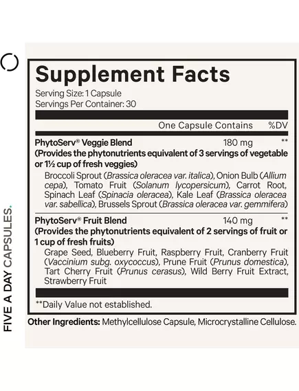 CodeAge Five A Day Fruits & Veggies Vitamins / Вітаміни з фруктів та овочів 30 капсул, фото 2 в магазине биодобавок nutrido.shop