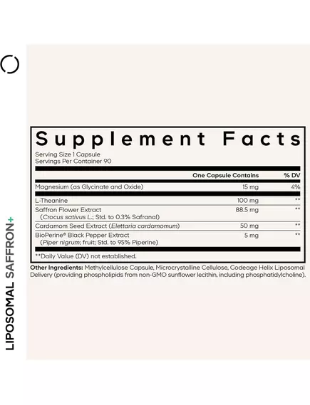 CodeAge Liposomal Saffron+ / Ліпосомальний шафран+ 90 капсул, фото 2 від магазину біодобавок nutrido.shop
