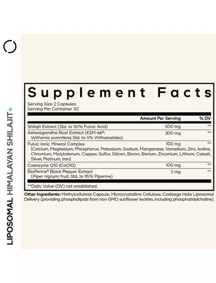 CodeAge Liposomal Himalayan Shilajit+ / Ліпосомальне гімалайське мумійо+ 60 капсул, фото 2 від магазину біодобавок nutrido.shop