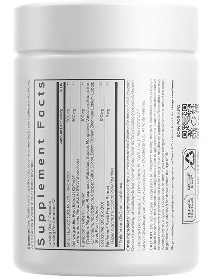 CodeAge Liposomal Himalayan Shilajit+ / Ліпосомальне гімалайське мумійо+ 60 капсул, фото 4 від магазину біодобавок nutrido.shop