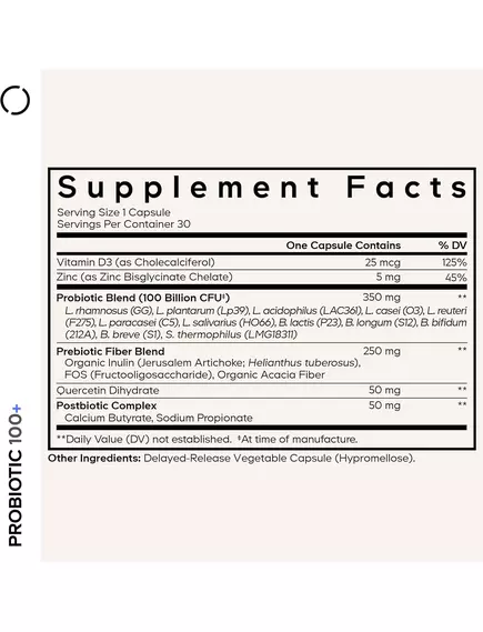 CodeAge Probiotic+ 100 Billion CFUs / Пробіотик 100 млрд КУО 12 штамів 30 капсул, фото 2 від магазину біодобавок nutrido.shop