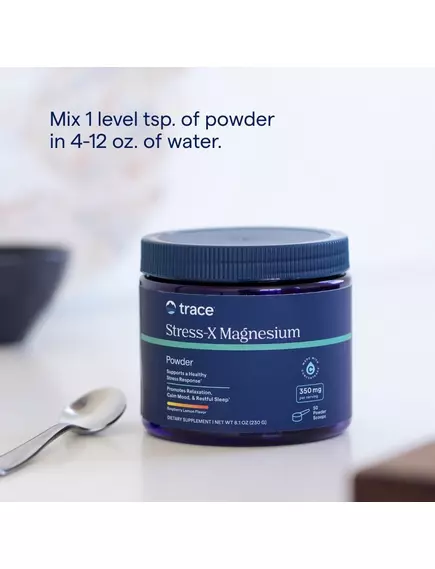 Trace Minerals Stress-X Magnesium Powder / Магній малат зі смаком малини та лимона порошок 460 г, фото 10 в магазине биодобавок nutrido.shop