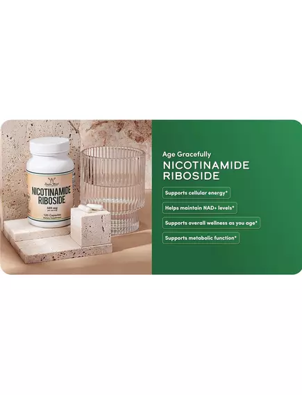Double Wood Nicotinamide Riboside / Нікотинамід рибозид для підвищення НАД+ 120 капсул, фото 8 від магазину біодобавок nutrido.shop