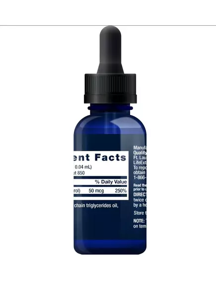 Life Extension Vitamin D3 Liquid (Mint) / Вітамін Д3 зі смаком м'яти 50 mcg (2000 МО) 29,57 мл, фото 3 в магазине биодобавок nutrido.shop