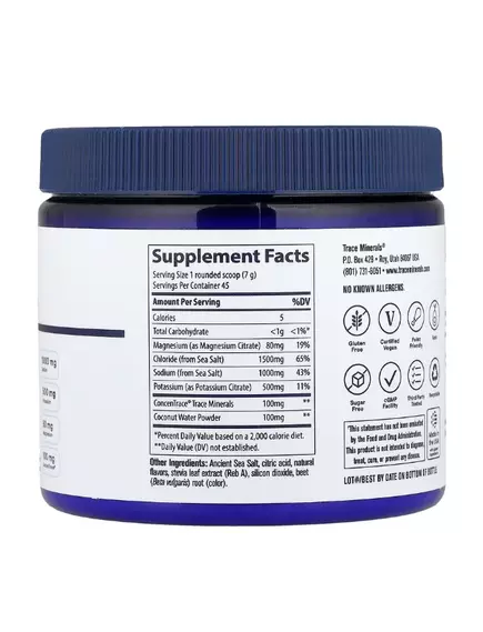 Trace Minerals ZeroLyte Salty Berry Lemonade / Електроліти смак солоного ягідного лимонаду 315 г, фото 3 від магазину біодобавок nutrido.shop