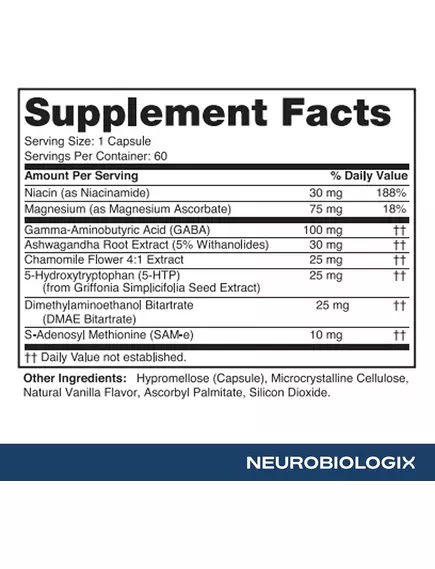 NEUROBIOLOGIX MOOD PLUS (FORMERLY BLISSFUL MOOD) / РОЗШИРЕНА ПІДТРИМКА НАСТРОЮ ТА СТРЕСУ 60 КАПСУЛ, фото 6 від магазину біодобавок nutrido.shop