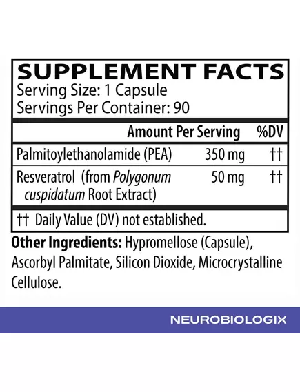 NEUROBIOLOGIX PEA SOOTHE SUPPORT / ПАЛЬМІТОІЛЕТАНОЛАМІД ПЕА 90 КАПСУЛ, фото 7 від магазину біодобавок nutrido.shop