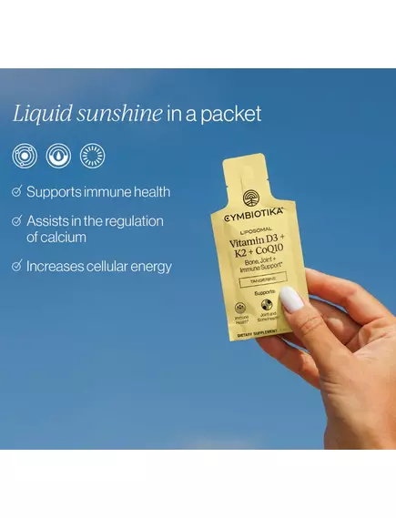 Cymbiotika Vitamin D3 + K2 + CoQ10 / Вітаміни Д3 4000 МО + K2 + Ку10 у ліпосомальній формі 30 саше, фото 4 в магазине биодобавок nutrido.shop