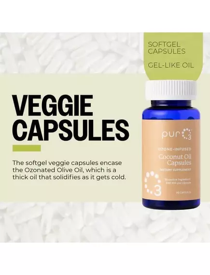 PurO3 Ozone‑Infused Coconut Oil Capsules / Озонована кокосова олія 500 мг 90 капсул, фото 4 від магазину біодобавок nutrido.shop