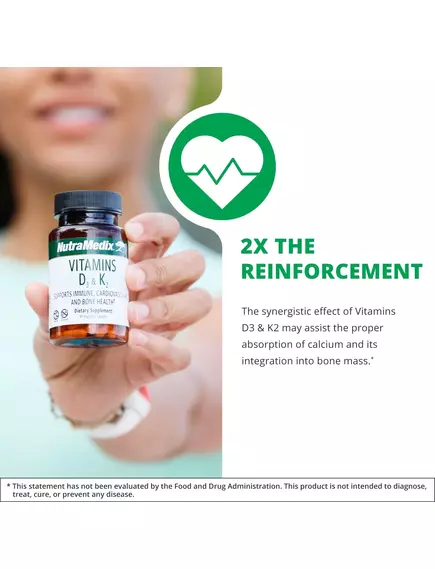 NutraMedix Vitamins D3 K2 / Витамин Д3 К2 90 капсул, фото 3 в магазине биодобавок nutrido.shop