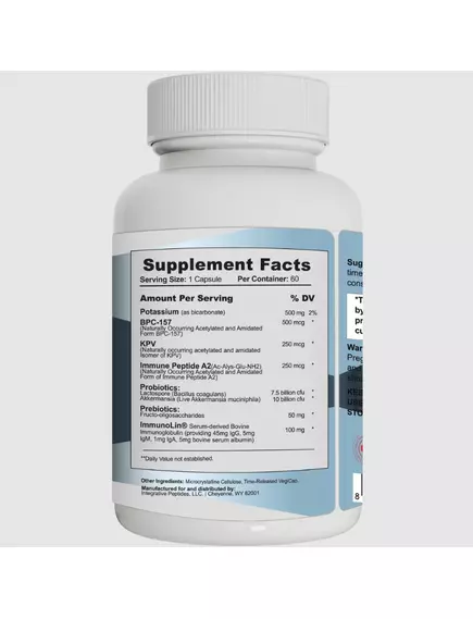 Integrative Peptides Gut Feeling / Пептиди BPC-157, KPV та А2 для здоров'я ШКТ 60 капсул, фото 2 в магазине биодобавок nutrido.shop