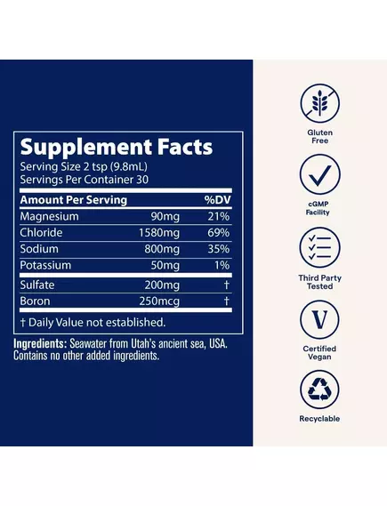 Trace Minerals Utah Sea Minerals / Морські мінерали Юти 296 мл, фото 2 від магазину біодобавок nutrido.shop