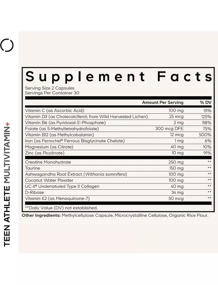 CodeAge Teen Athlete Multivitamin+ / Мультивитамины для спортсменов 60 капсул, фото 2 в магазине биодобавок nutrido.shop
