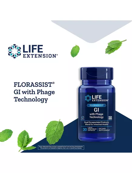 Life Extension Florassist GI with Phage Technology / ДжіАй з технологією бактеріофагів 30 капсул, фото 3 в магазине биодобавок nutrido.shop