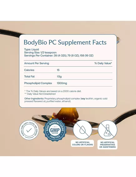 BODYBIO PC PHOSPHATIDYLCHOLINE / ФОСФАТИДИЛХОЛІН ПІДВИЩЕННЯ ПАМ'ЯТІ ТА УВАГИ 236 МЛ, фото 7 від магазину біодобавок nutrido.shop