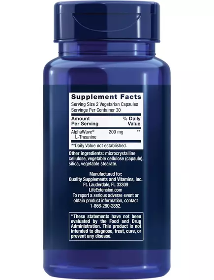 Life Extension L-Theanine / Л-Теанін здорова реакція на стрес 200мг 60 капсул, фото 2 від магазину біодобавок nutrido.shop