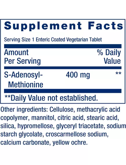 Life Extension SAMe (S-Adenosylmethionine) / CАМе 400 мг 60 таблеток, фото 3 в магазине биодобавок nutrido.shop